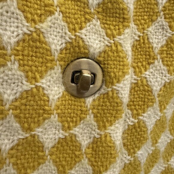 Leifsdottir Anthropologie Wool Cropped Tweed Jacket Women's Yellow White Diamond - Picture 2 of 7